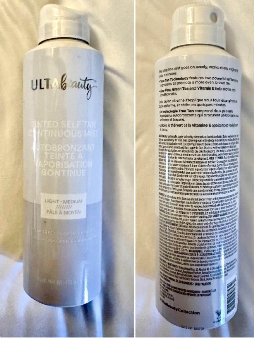 ULTA Beauty Tinted Self Tan Continuous Mist in the Light to Medium shade.